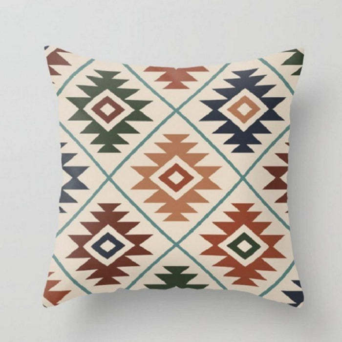 Geometric Pattern Cotton And Linen Pillowcase