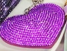 Peach Heart Hot Rhinestone Leather Advertising Keychain