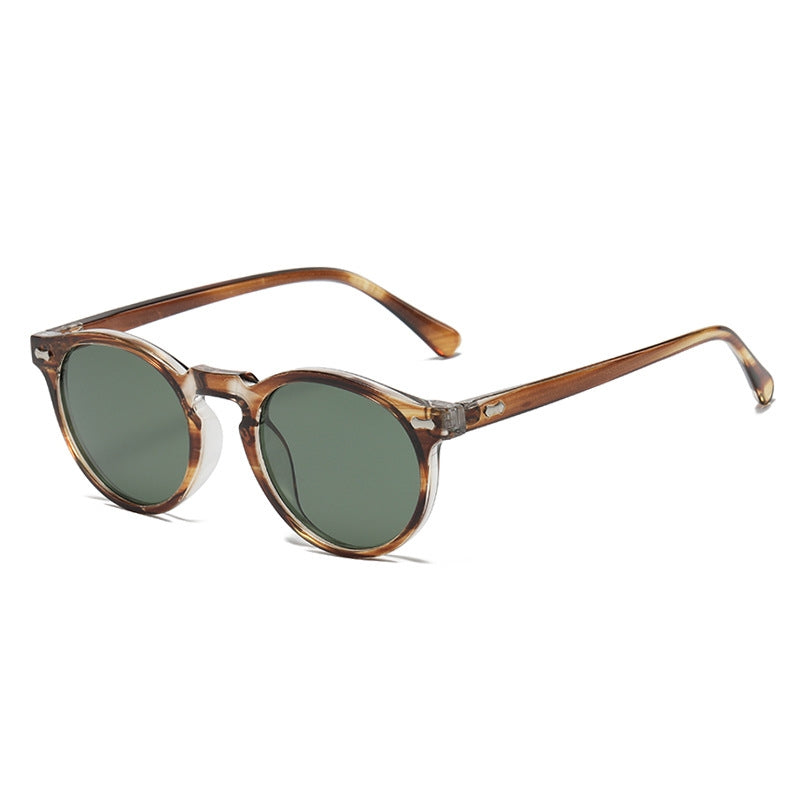Literary retro round Japanese and Korean fashionable rice nail sunglasses