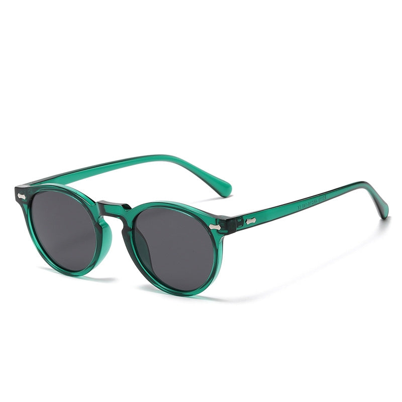 Literary retro round Japanese and Korean fashionable rice nail sunglasses