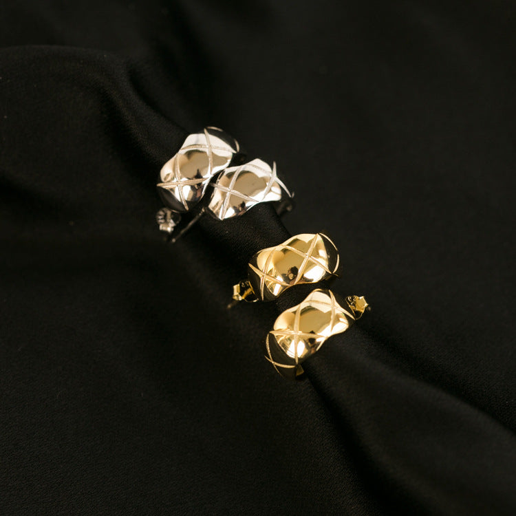 S925 Sterling Silver Earrings Wild Fashionable Temperament Rhombus Earrings
