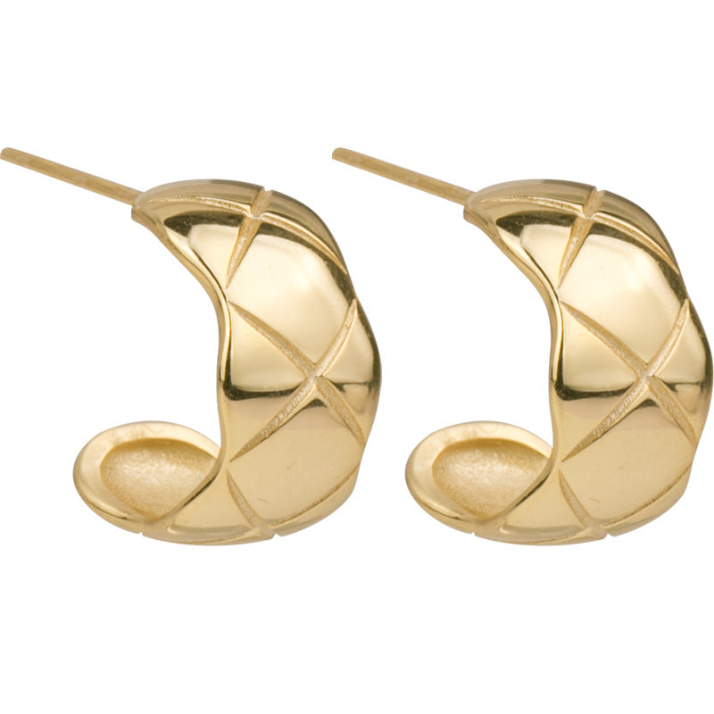 S925 Sterling Silver Earrings Wild Fashionable Temperament Rhombus Earrings