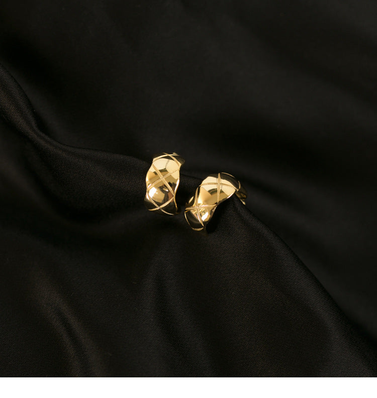 S925 Sterling Silver Earrings Wild Fashionable Temperament Rhombus Earrings