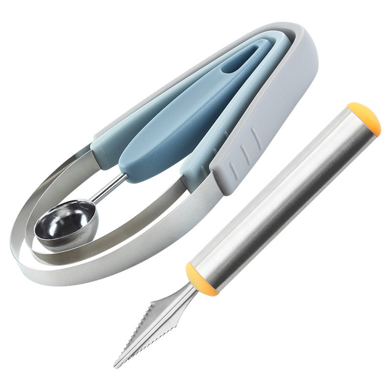 3 in 1 Fruit Carving Cutter Ball Digger DIY Kiwi Knife Watermelon Fruit Scoop Ice Cream Spoon Pastry Decor Tool