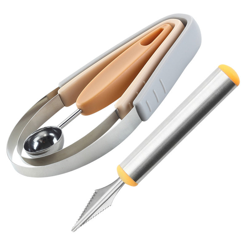 3 in 1 Fruit Carving Cutter Ball Digger DIY Kiwi Knife Watermelon Fruit Scoop Ice Cream Spoon Pastry Decor Tool
