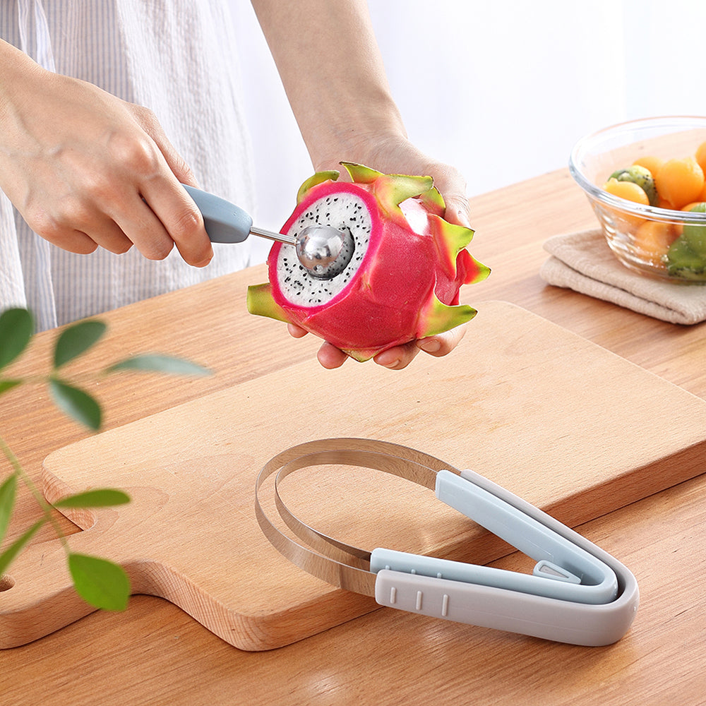 3 in 1 Fruit Carving Cutter Ball Digger DIY Kiwi Knife Watermelon Fruit Scoop Ice Cream Spoon Pastry Decor Tool