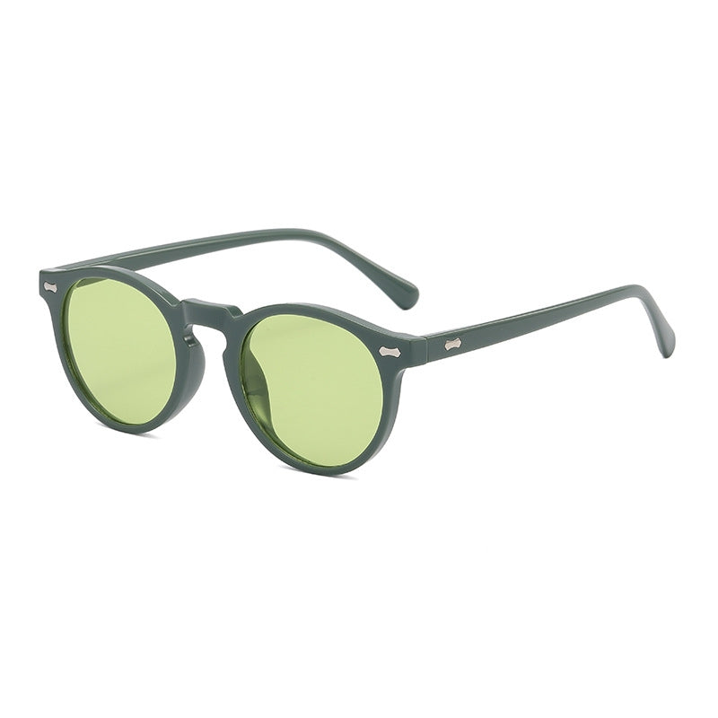Literary retro round Japanese and Korean fashionable rice nail sunglasses