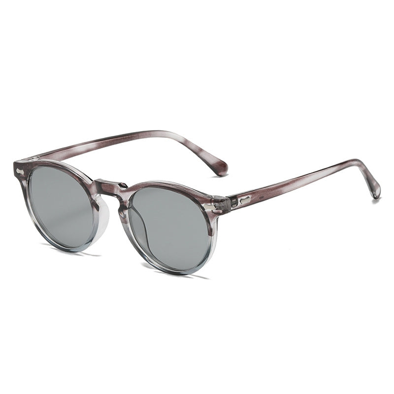Literary retro round Japanese and Korean fashionable rice nail sunglasses