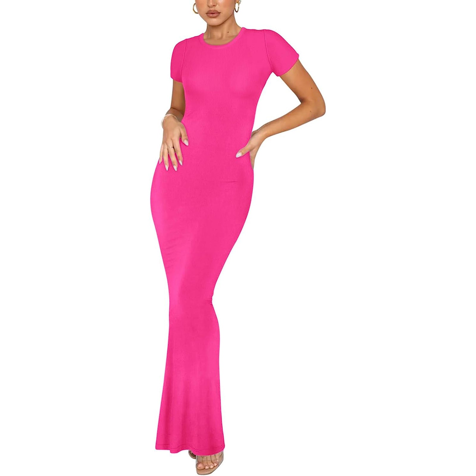 Women's Elegant Slim-fit Short-sleeved Round Neck Dress
