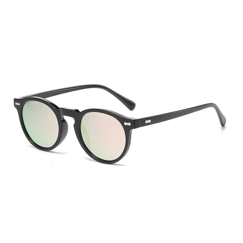 Literary retro round Japanese and Korean fashionable rice nail sunglasses