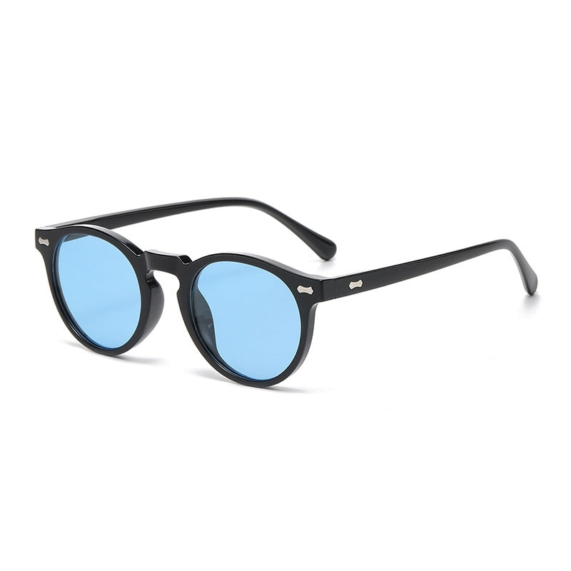 Literary retro round Japanese and Korean fashionable rice nail sunglasses