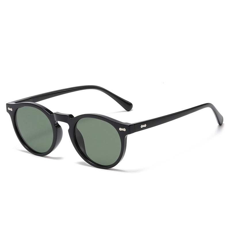 Literary retro round Japanese and Korean fashionable rice nail sunglasses