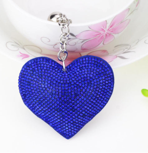 Peach Heart Hot Rhinestone Leather Advertising Keychain