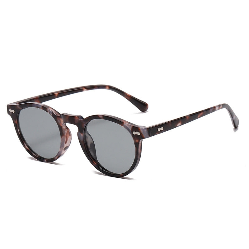 Literary retro round Japanese and Korean fashionable rice nail sunglasses