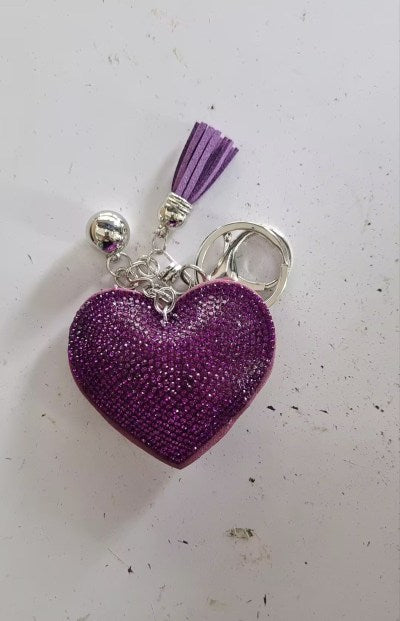 Peach Heart Hot Rhinestone Leather Advertising Keychain