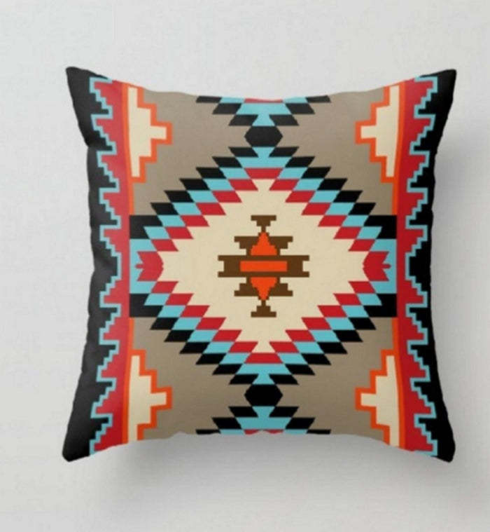Geometric Pattern Cotton And Linen Pillowcase