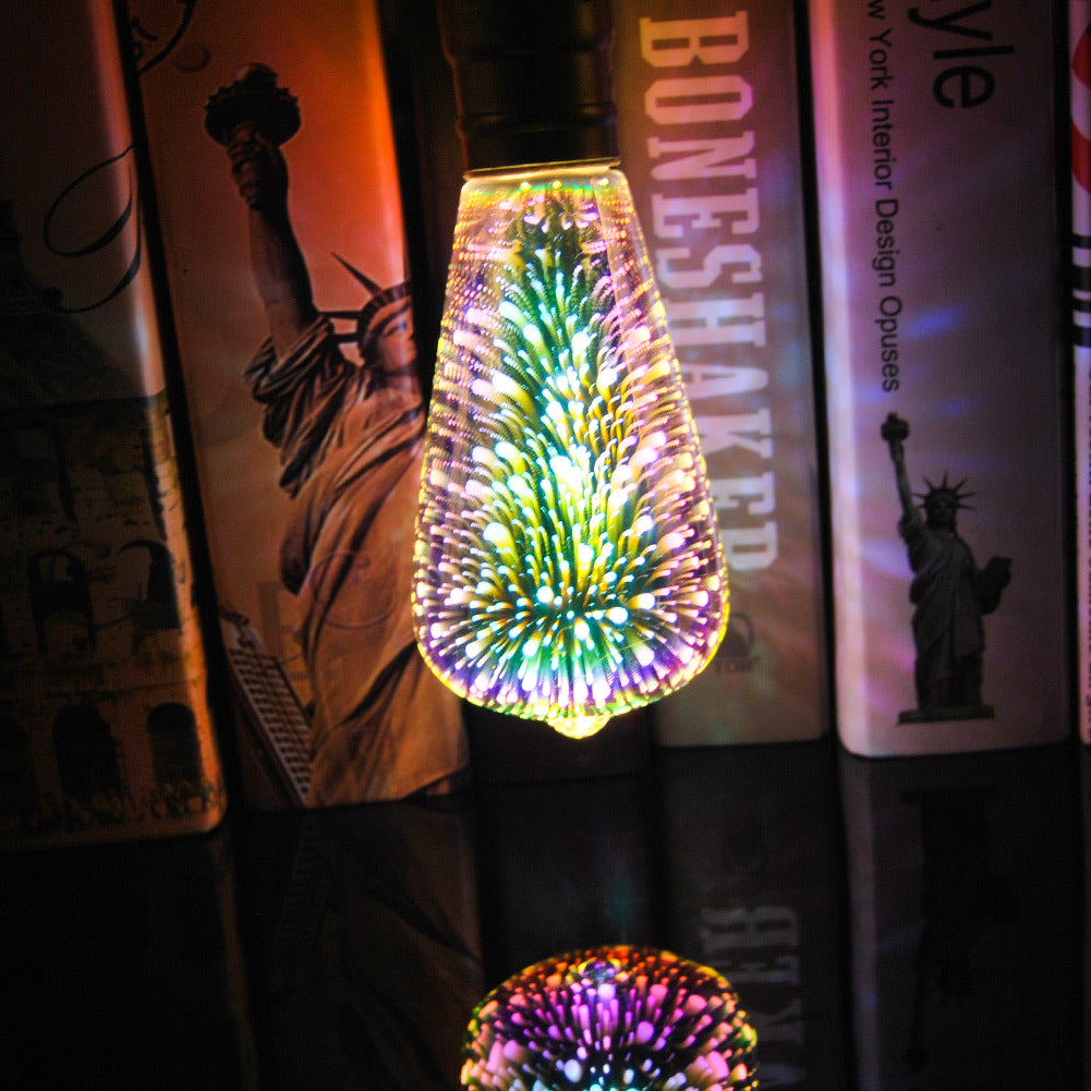3D LED Bulb Star E27 Vintage Edison Night Light Colorful Bombillas Retro Glass Lampara Ampoule Christmas Home Decor Firework RGB