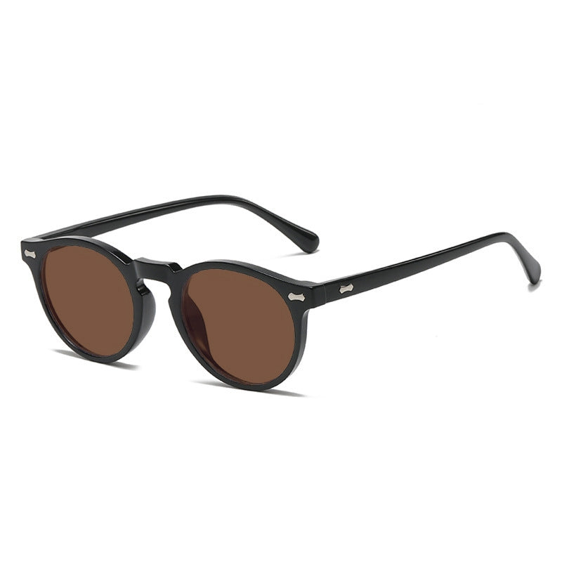 Literary retro round Japanese and Korean fashionable rice nail sunglasses