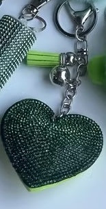 Peach Heart Hot Rhinestone Leather Advertising Keychain