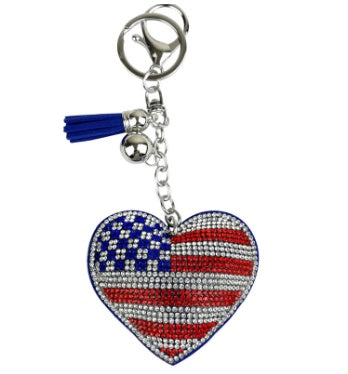 Peach Heart Hot Rhinestone Leather Advertising Keychain