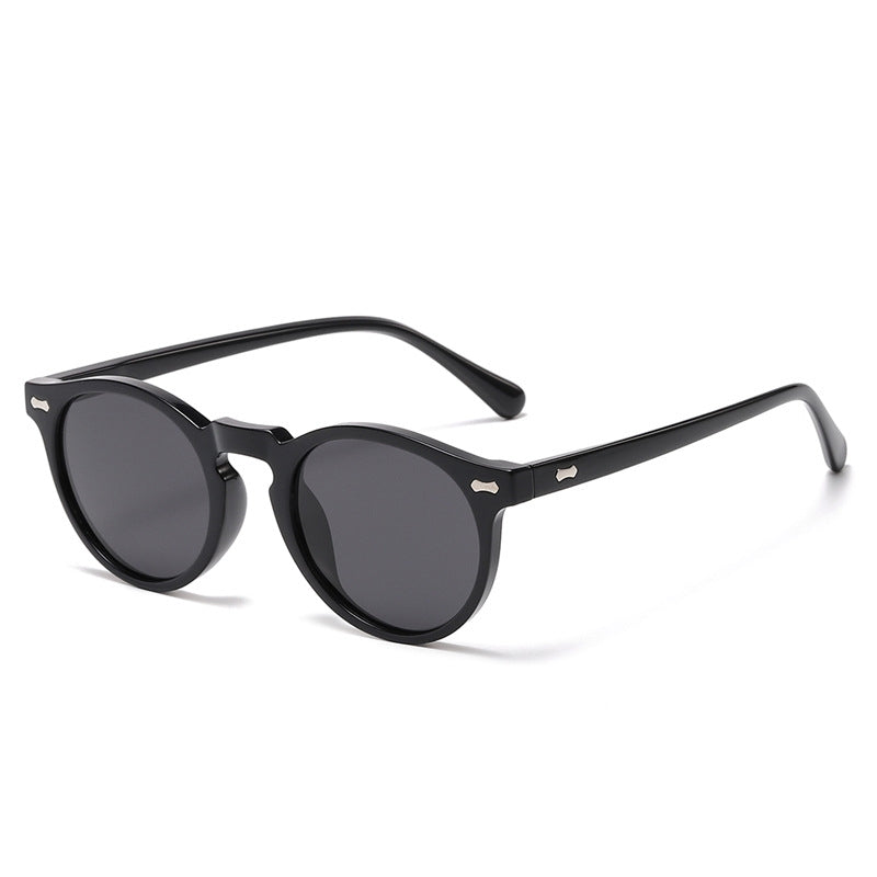 Literary retro round Japanese and Korean fashionable rice nail sunglasses