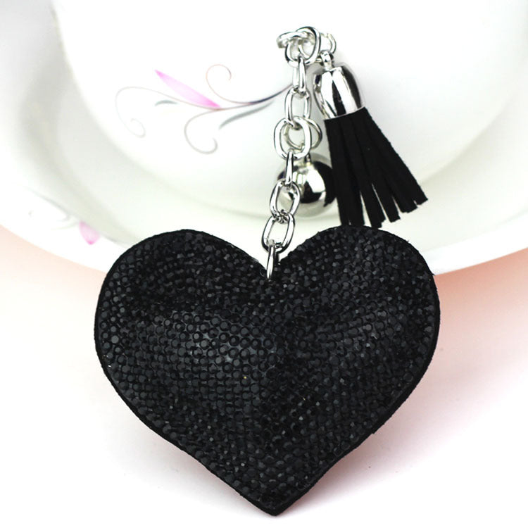 Peach Heart Hot Rhinestone Leather Advertising Keychain