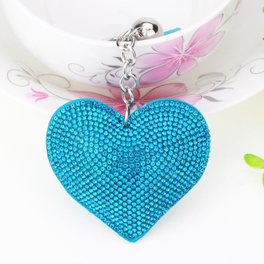 Peach Heart Hot Rhinestone Leather Advertising Keychain