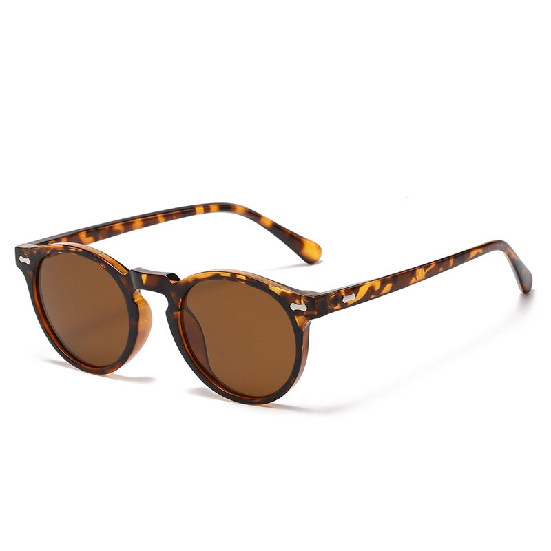 Literary retro round Japanese and Korean fashionable rice nail sunglasses