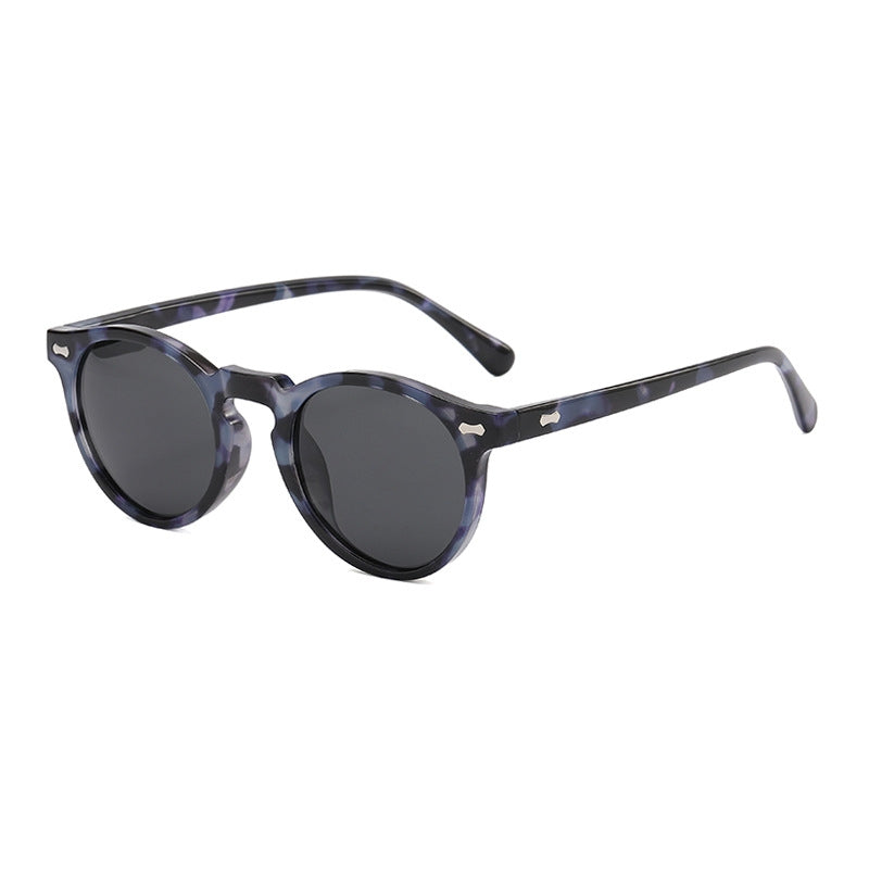 Literary retro round Japanese and Korean fashionable rice nail sunglasses