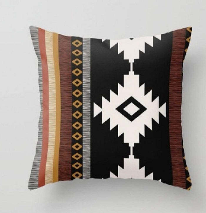 Geometric Pattern Cotton And Linen Pillowcase