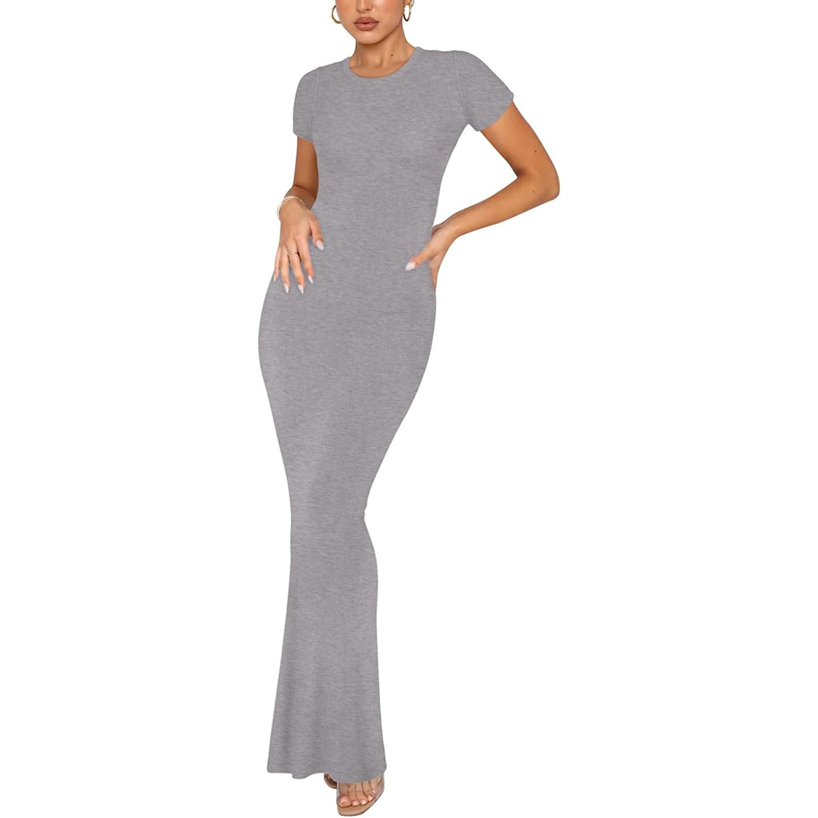 Women's Elegant Slim-fit Short-sleeved Round Neck Dress