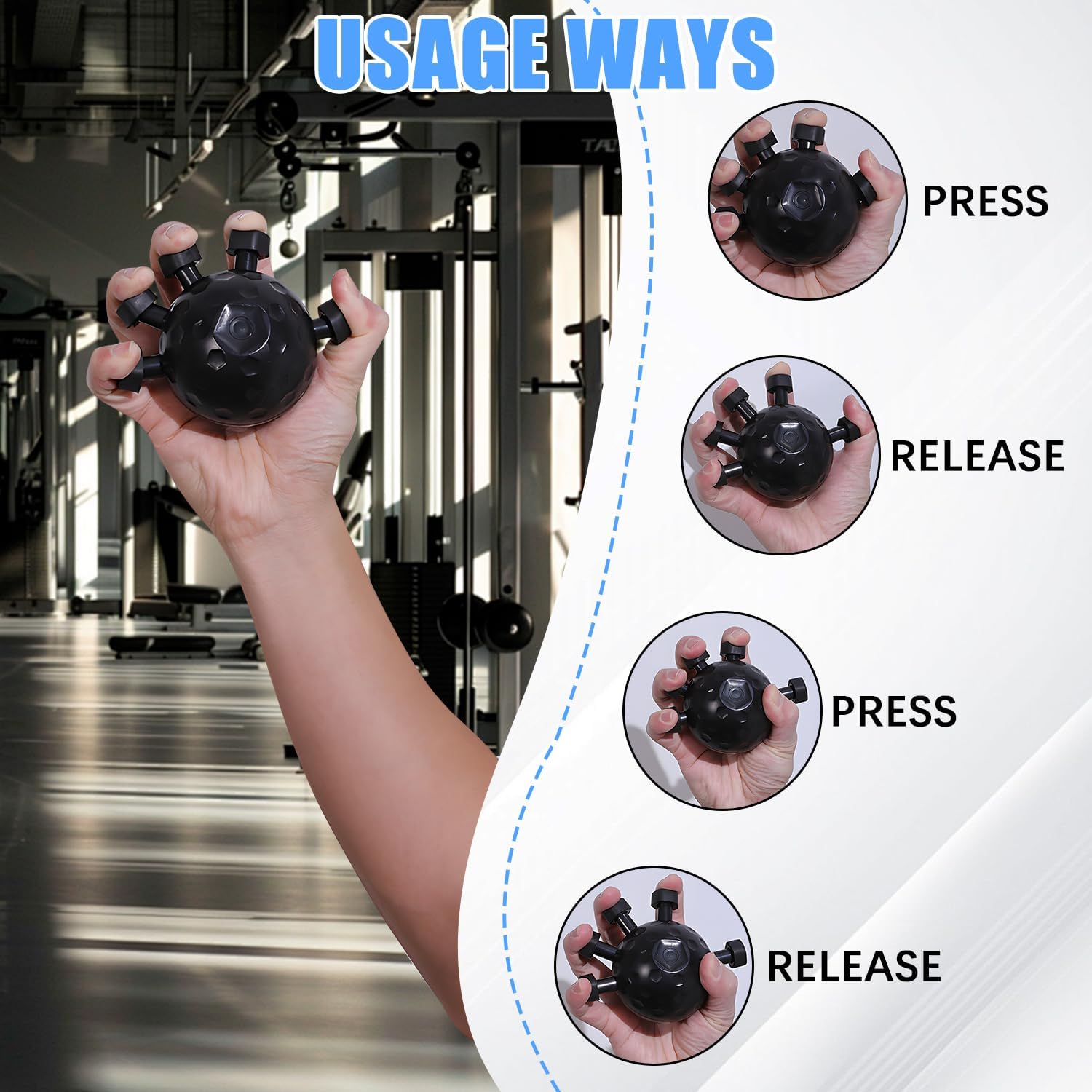 Gym Finger Hand Strengthener Grip Adjustable Resistance Hand Balls Gripper Exerciser For Forearm Strength Climbing Training