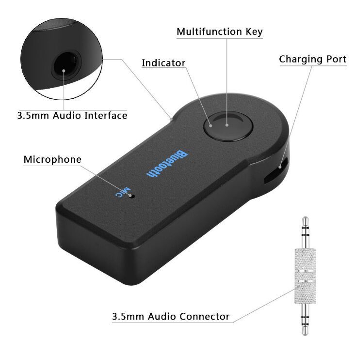 3 In 1 Bluetooth -compatible Wireless Adapter X6 USB Receiver 3.5mm Audio Jack TF Mp3 Card Reader MIC Call Support Car Speaker