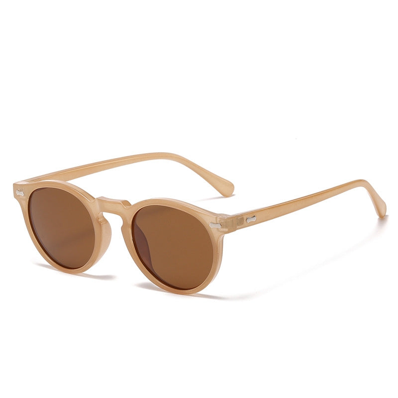 Literary retro round Japanese and Korean fashionable rice nail sunglasses