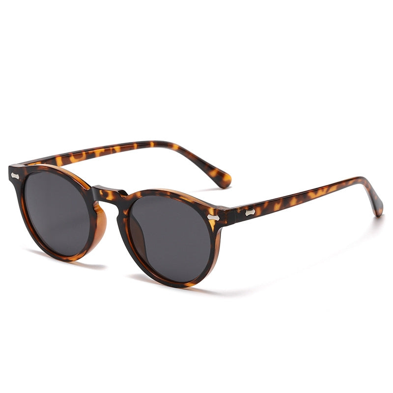Literary retro round Japanese and Korean fashionable rice nail sunglasses