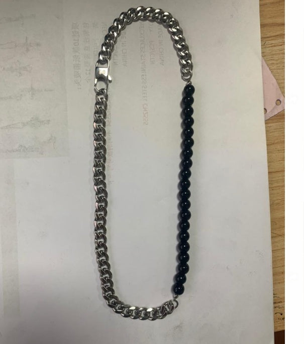 Pearl Cuban Necklace-Black
