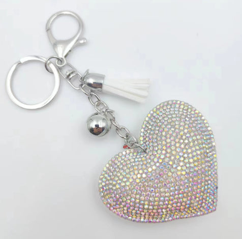 Peach Heart Hot Rhinestone Leather Advertising Keychain