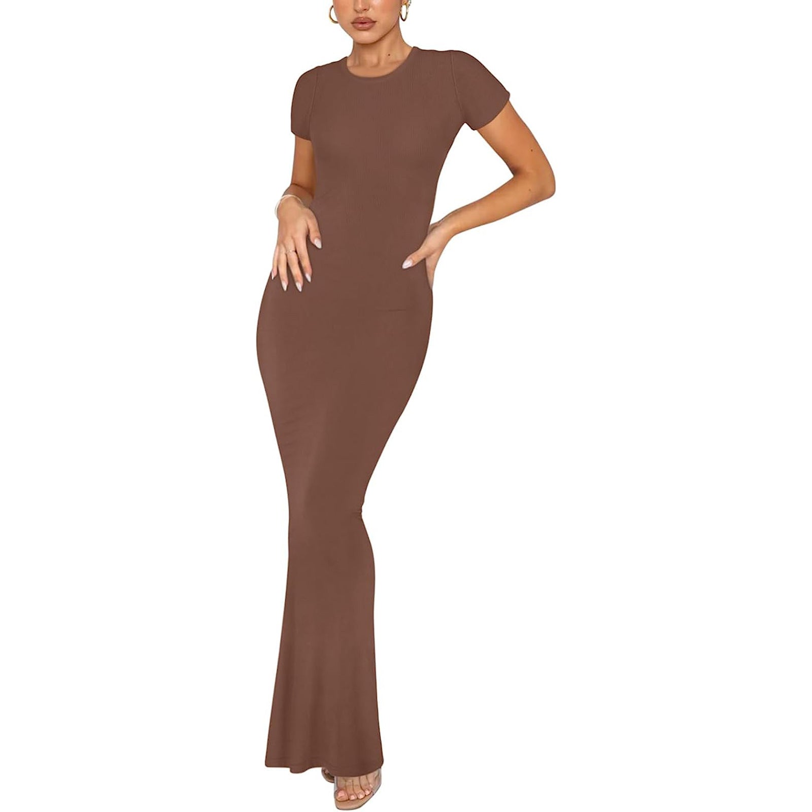 Women's Elegant Slim-fit Short-sleeved Round Neck Dress
