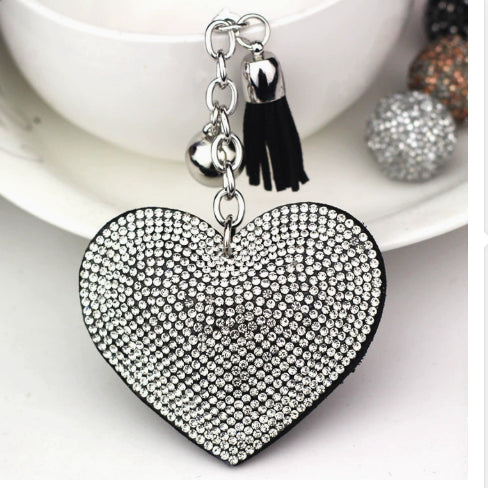 Peach Heart Hot Rhinestone Leather Advertising Keychain