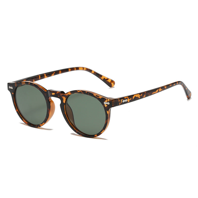 Literary retro round Japanese and Korean fashionable rice nail sunglasses