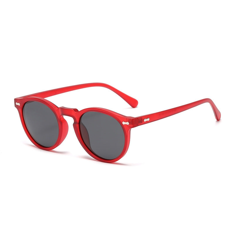 Literary retro round Japanese and Korean fashionable rice nail sunglasses
