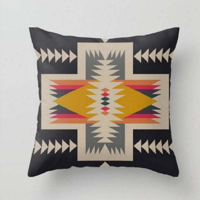Geometric Pattern Cotton And Linen Pillowcase