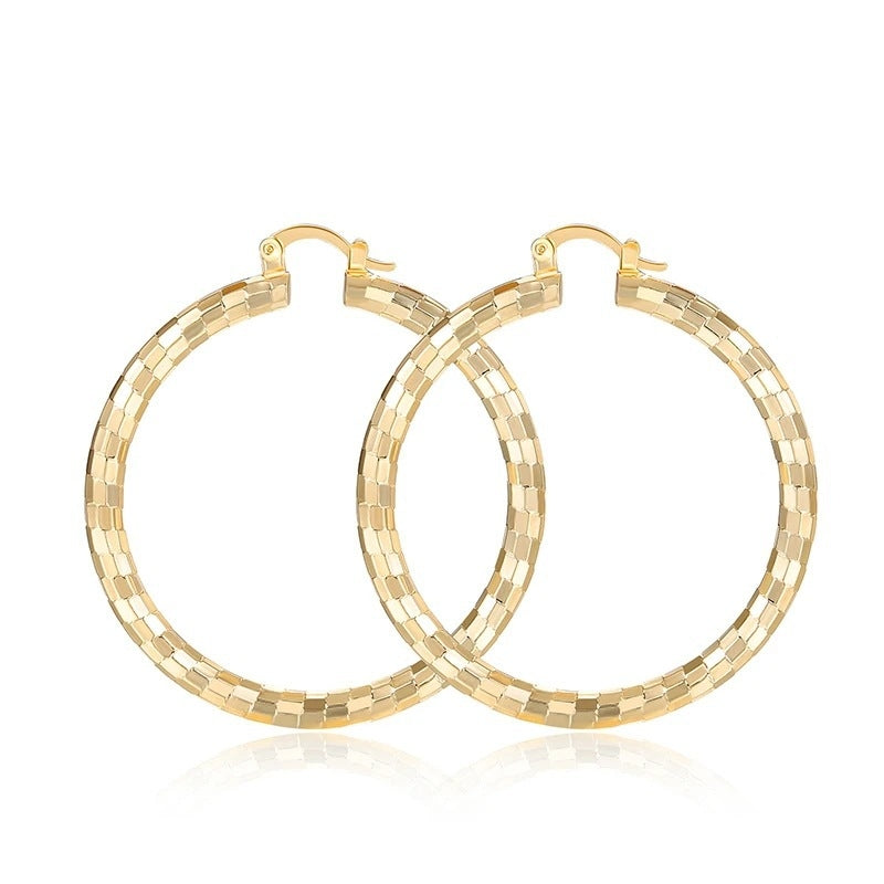 European And American Minimal Art Design Circle Shape Electroplating 18K Gold