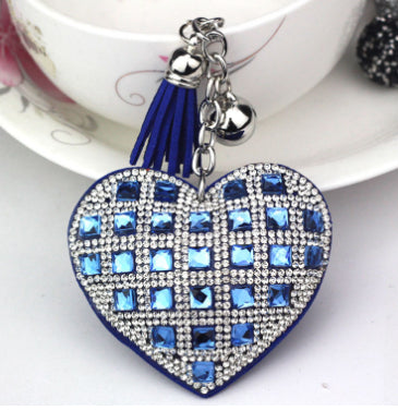 Peach Heart Hot Rhinestone Leather Advertising Keychain