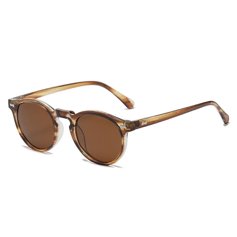 Literary retro round Japanese and Korean fashionable rice nail sunglasses