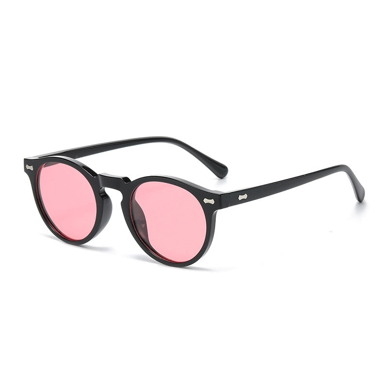 Literary retro round Japanese and Korean fashionable rice nail sunglasses