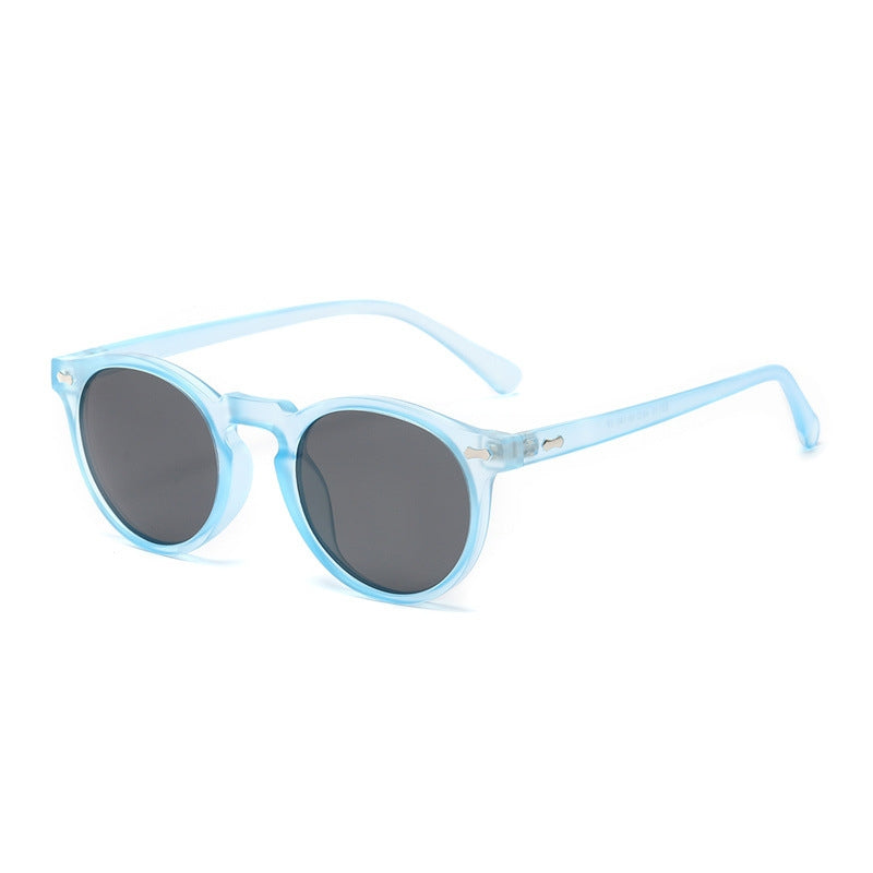 Literary retro round Japanese and Korean fashionable rice nail sunglasses