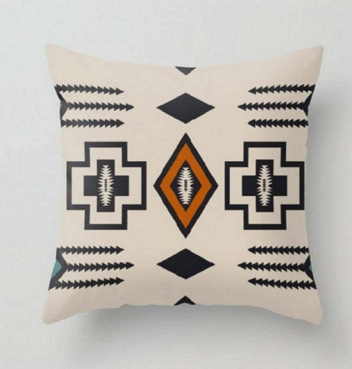 Geometric Pattern Cotton And Linen Pillowcase