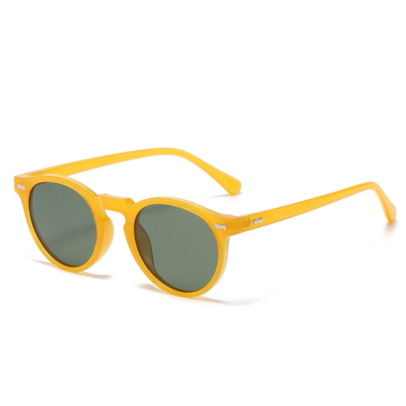 Literary retro round Japanese and Korean fashionable rice nail sunglasses