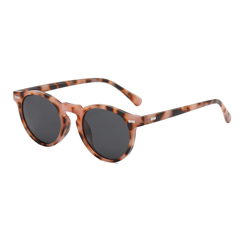 Literary retro round Japanese and Korean fashionable rice nail sunglasses